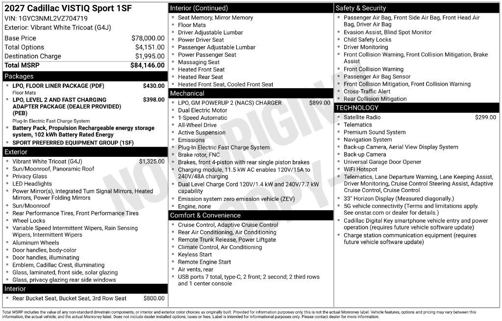 New 2027 Cadillac Vistiq Sport w/ LPO, Floor Liner Package AWD/4WD image 4
