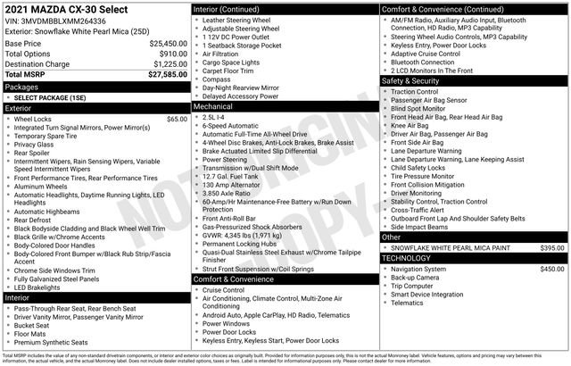 Used 2021 MAZDA CX-30 AWD 2.5 S w/ Select Package image 44