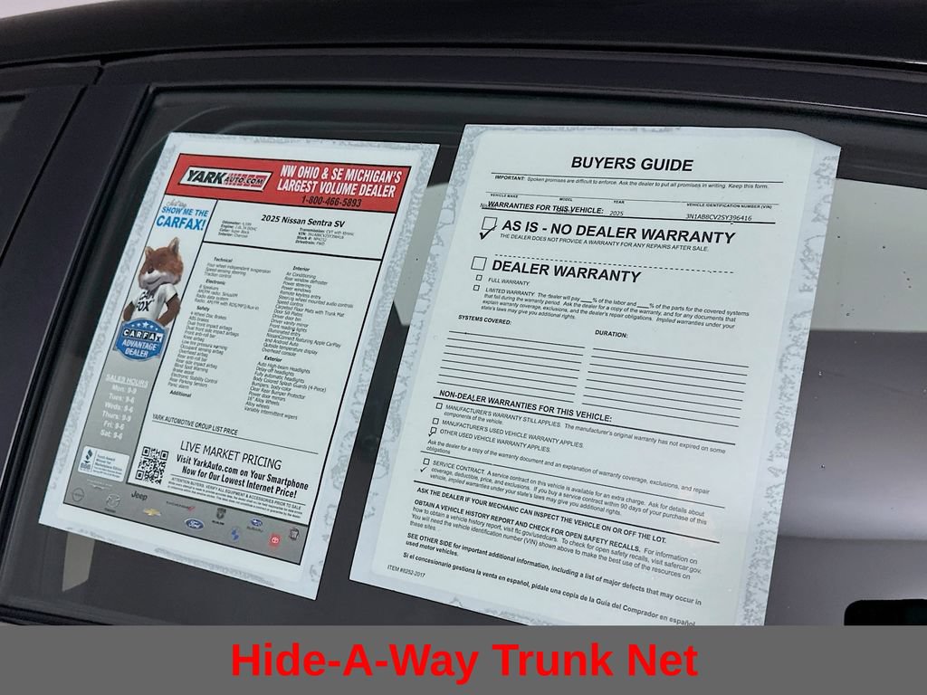 Certified 2025 Nissan Sentra SV w/ Trunk Package FWD image 14
