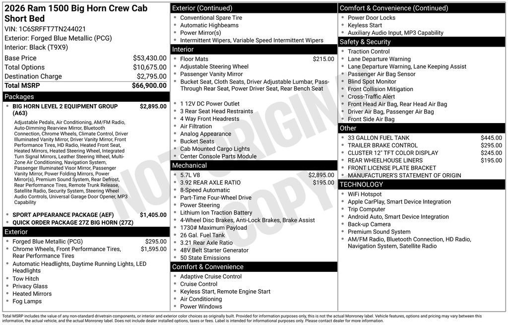 New 2026 RAM 1500 Big Horn AWD/4WD image 2