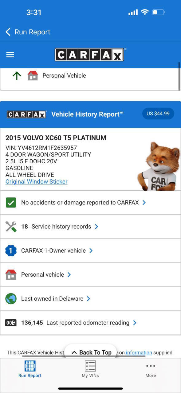Used 2015 Volvo XC60 T5 Platinum