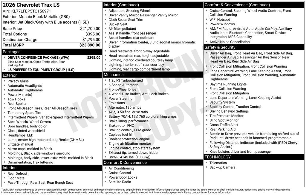 New 2026 Chevrolet Trax LS w/ Driver Confidence Package FWD image 4