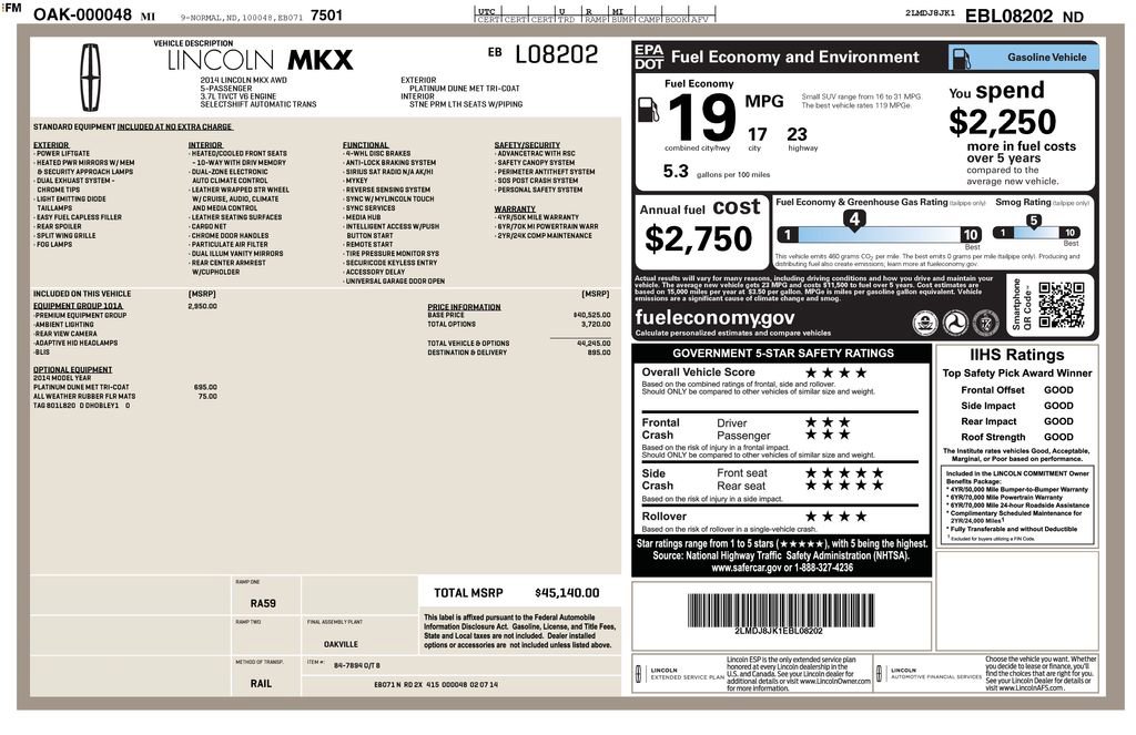 Used 2014 Lincoln MKX AWD w/ Equipment Group 101A image 13