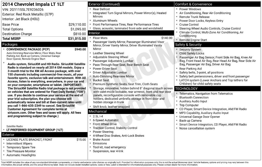 Used 2014 Chevrolet Impala LT w/ Convenience Package FWD image 5