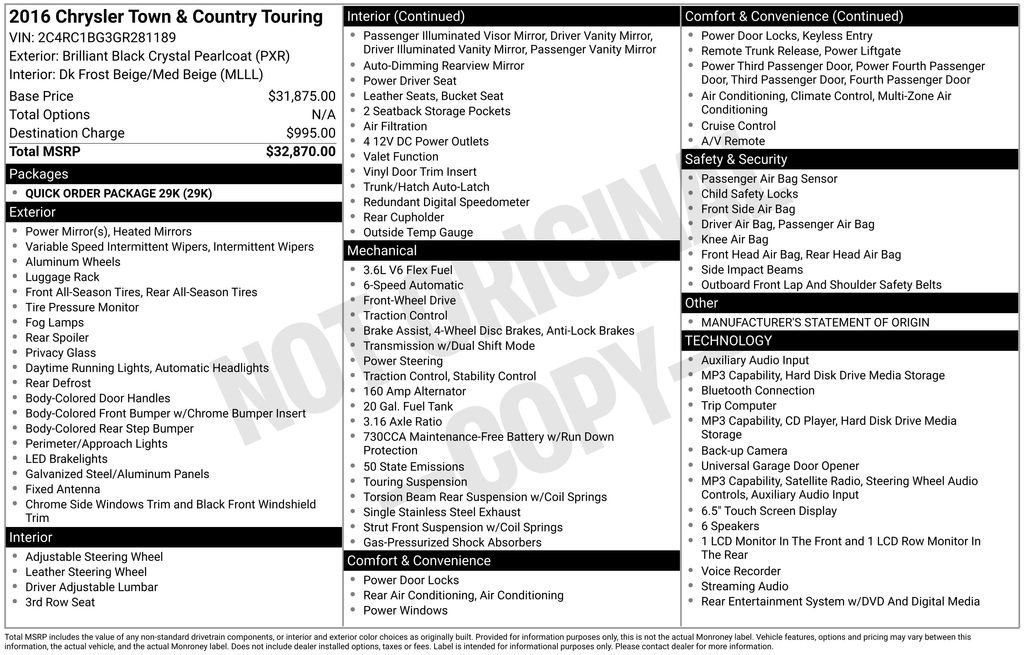 Used 2016 Chrysler Town & Country Touring FWD image 31