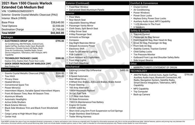 Used 2021 RAM 1500 Warlock w/ Electronics Group RWD image 33