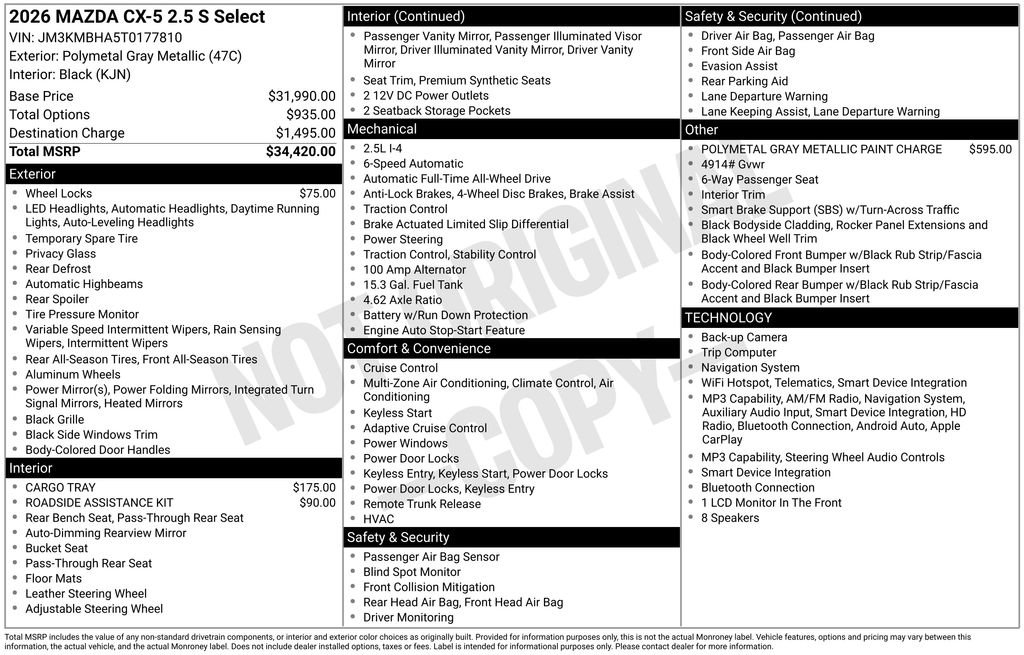 New 2026 MAZDA CX-5 Select AWD/4WD image 10