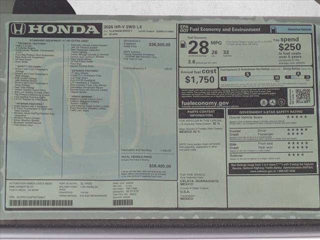 New 2026 Honda HR-V LX image 17