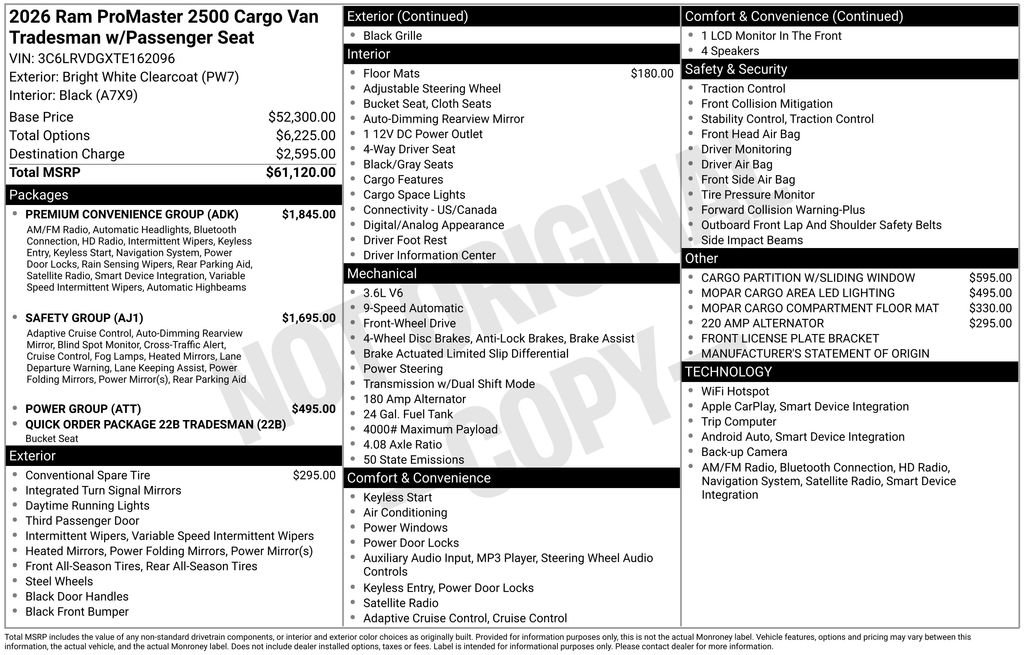 New 2026 RAM ProMaster 2500 w/ Premium Convenience Group FWD image 6