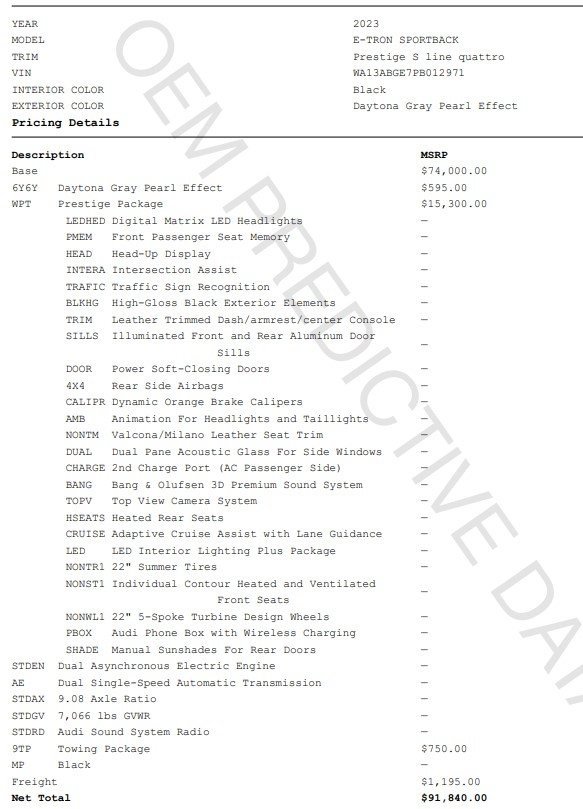 Used 2023 Audi e-tron Prestige w/ Prestige Package image 2