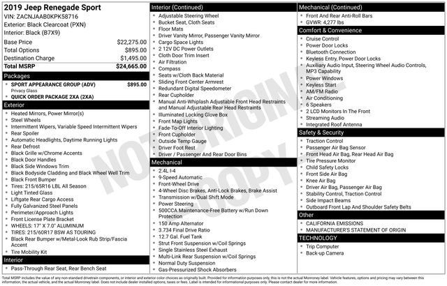 Used 2019 Jeep Renegade Sport w/ Sport Appearance Group FWD image 29