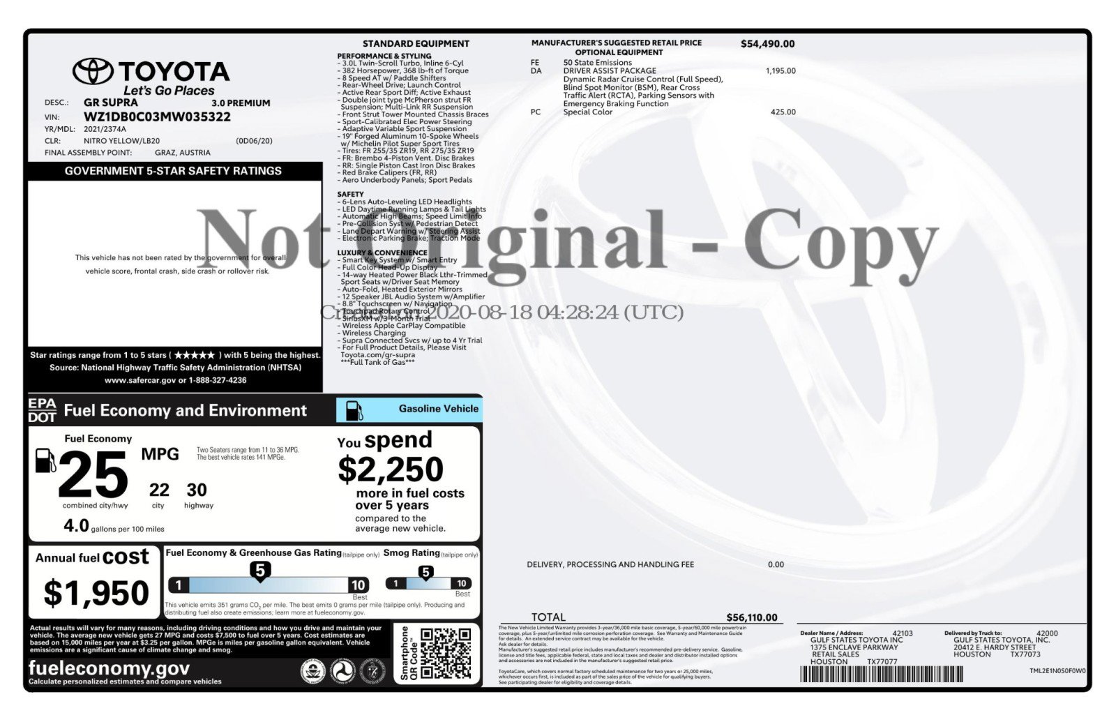 Used 2021 Toyota Supra Premium w/ Driver Assist Package RWD image 55