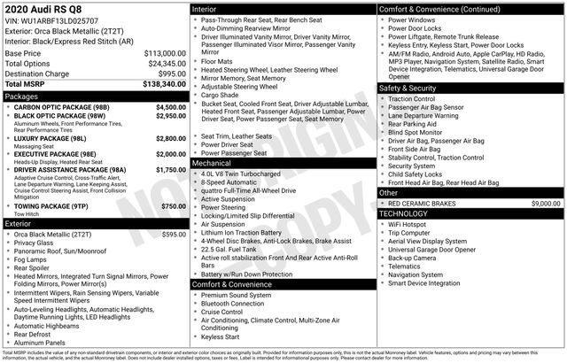 Used 2020 Audi RS Q8 w/ Carbon Optic Package image 20