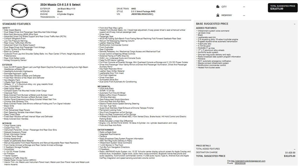 Certified 2024 MAZDA CX-5 AWD 2.5 S w/ Select Package image 28