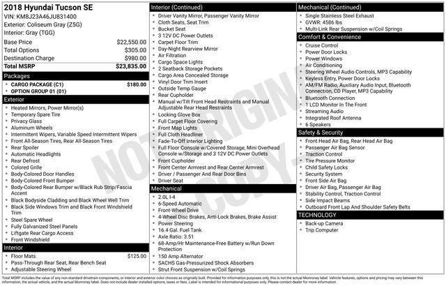 Used 2018 Hyundai Tucson SE w/ Cargo Package FWD image 2
