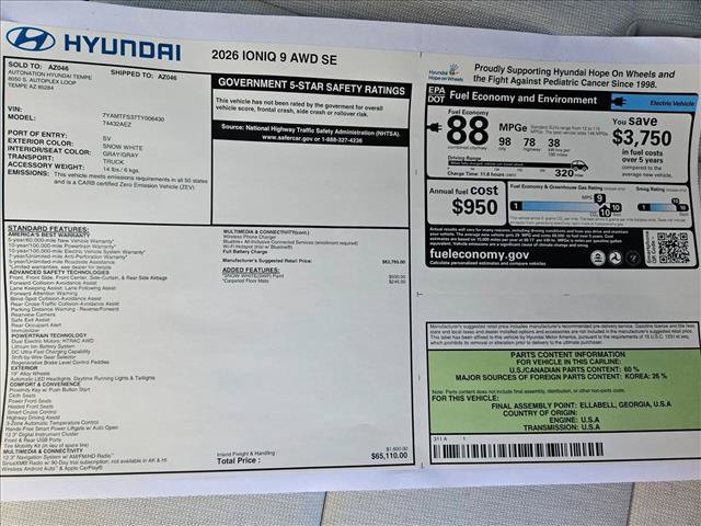 New 2026 Hyundai Ioniq 9 SE AWD/4WD image 16