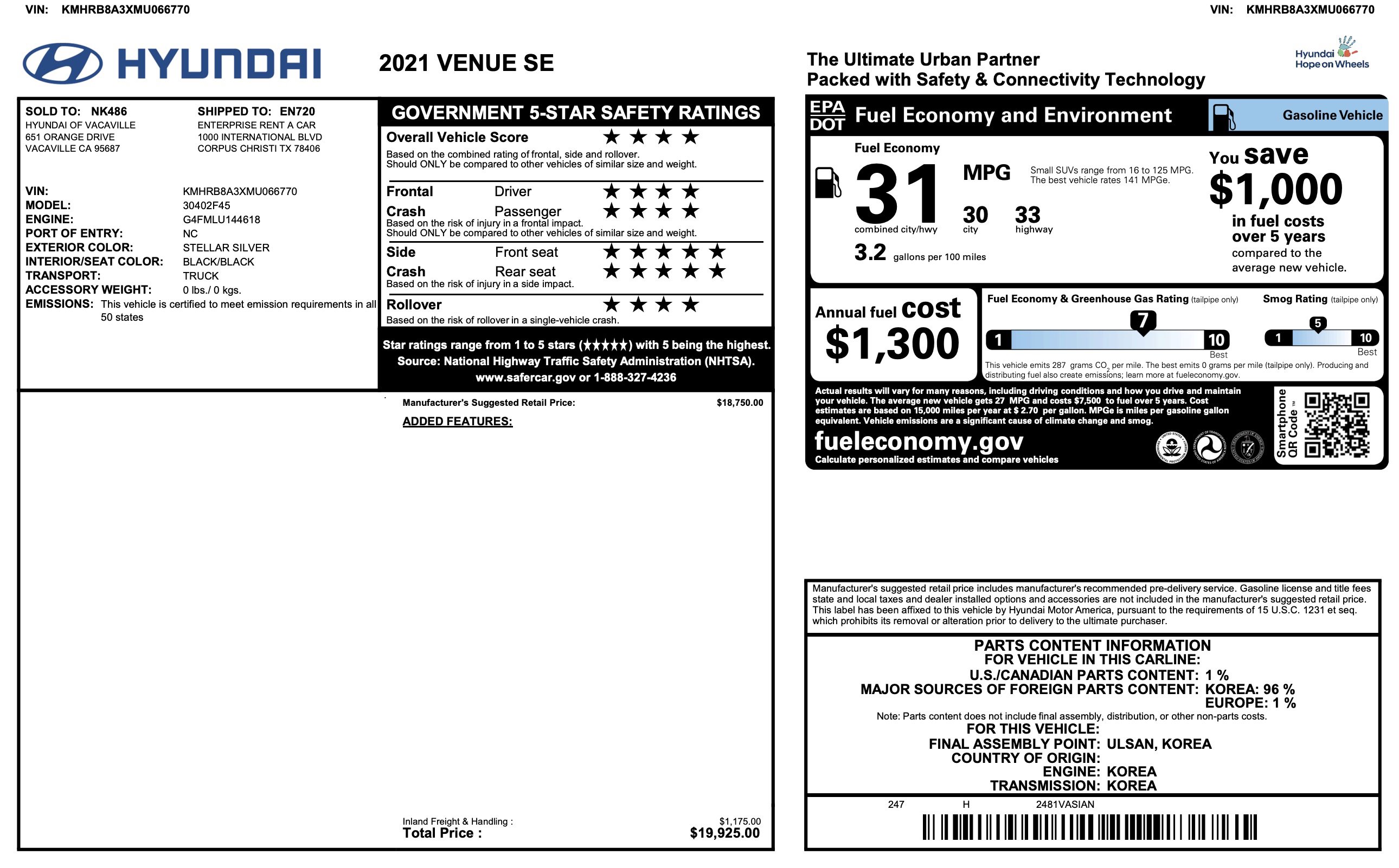 Used 2021 Hyundai Venue SE image 3