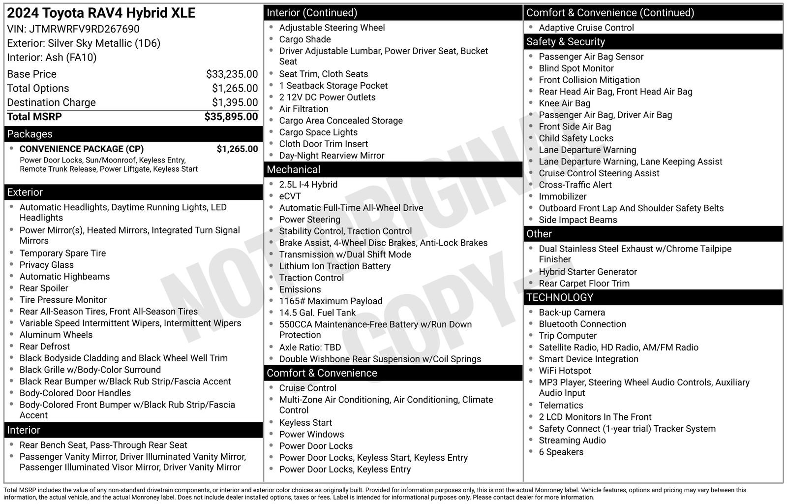 Used 2024 Toyota RAV4 XLE w/ Convenience Package AWD/4WD image 47