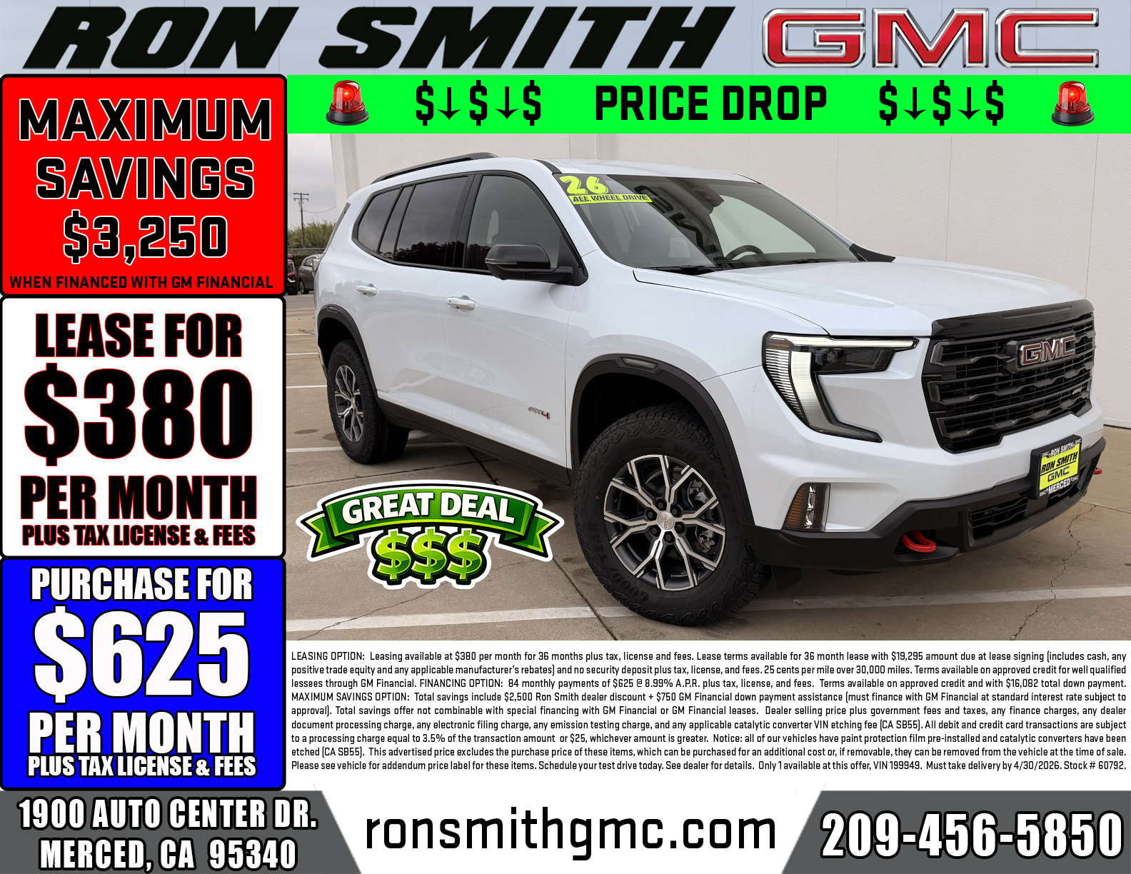 New 2026 GMC Acadia AT4 w/ Luxury Package