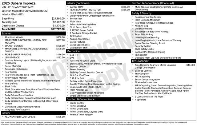 Certified 2025 Subaru Impreza 2.0i AWD/4WD image 13