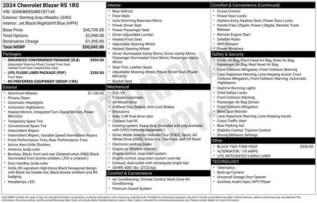 Certified 2024 Chevrolet Blazer RS w/ Enhanced Convenience Package image 31