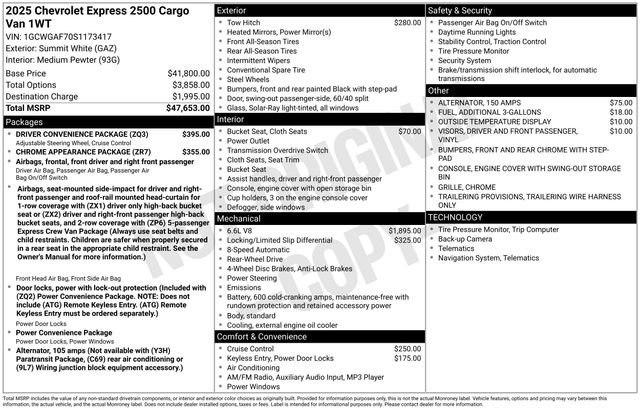 New 2025 Chevrolet Express 2500 w/ Driver Convenience Package image 19