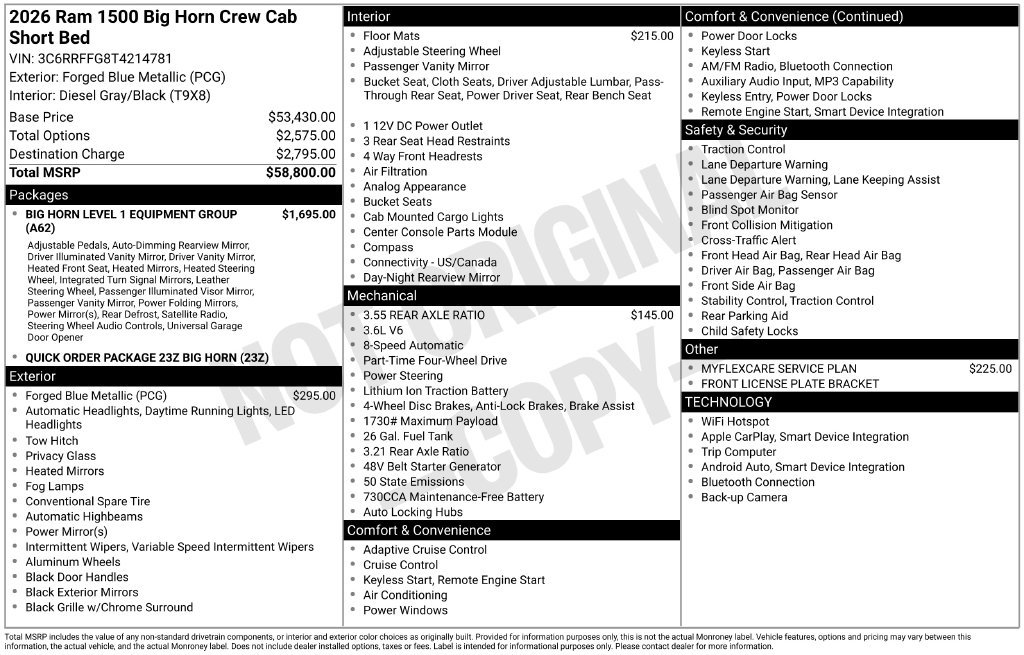 New 2026 RAM 1500 Big Horn AWD/4WD image 3