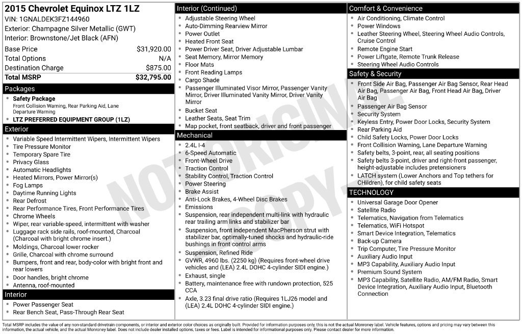 Certified 2015 Chevrolet Equinox LTZ FWD image 32