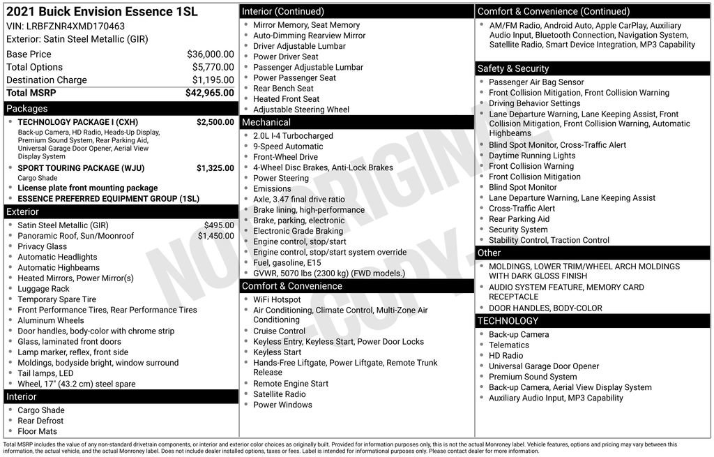 Used 2021 Buick Envision Essence w/ Technology Package I FWD image 33