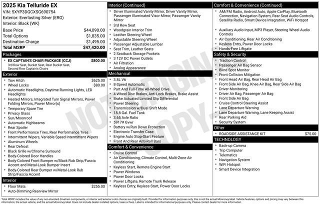 New 2025 Kia Telluride EX w/ EX Captain's Chair Package image 4