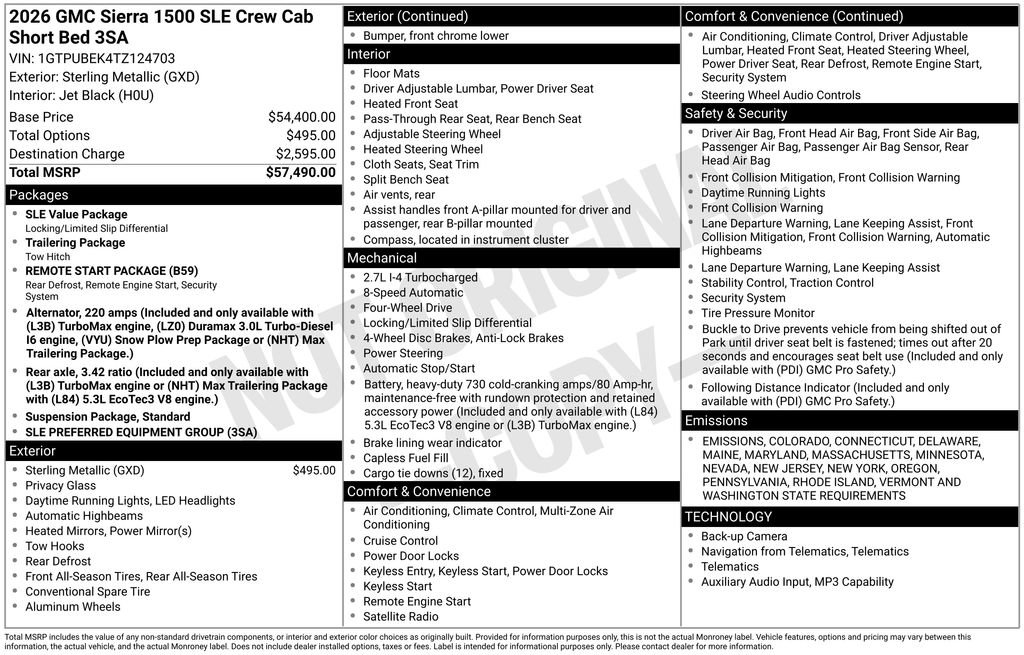 New 2026 GMC Sierra 1500 SLE image 9