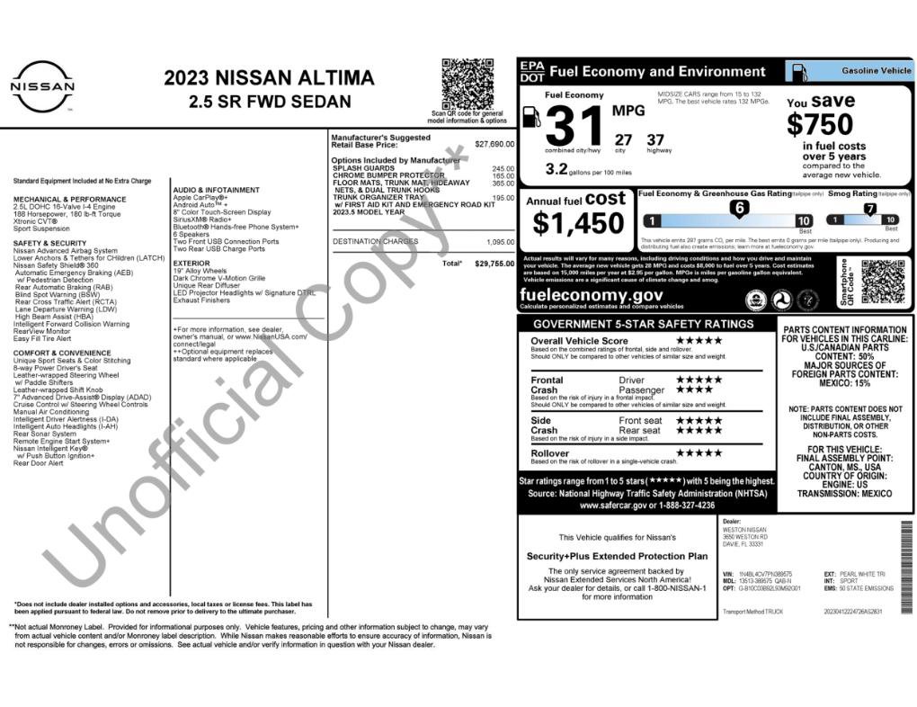 Used 2023 Nissan Altima 2.5 SR image 2