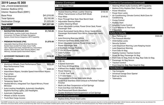 Used 2019 Lexus IS 300 AWD w/ Navigation Package image 53