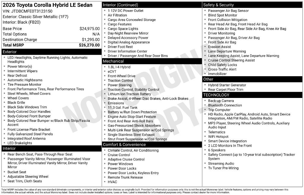 Certified 2026 Toyota Corolla LE FWD image 2