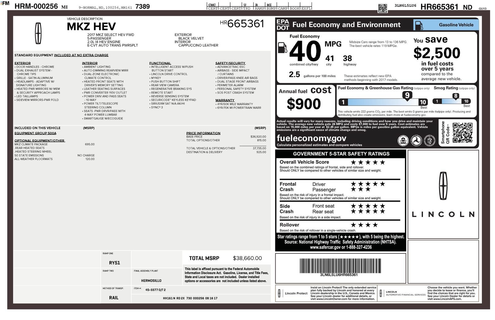 Used 2017 Lincoln MKZ Select w/ Climate Package FWD image 2