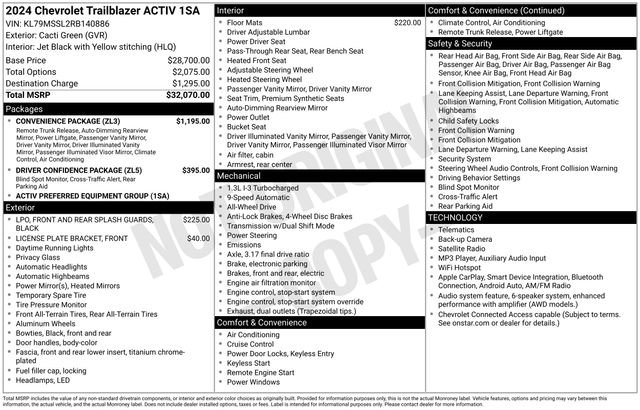 Used 2024 Chevrolet TrailBlazer ACTIV w/ Convenience Package AWD/4WD image 6