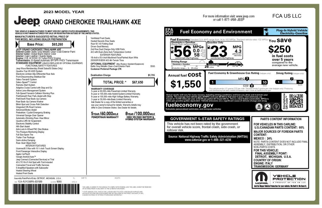 Used 2023 Jeep Grand Cherokee Trailhawk AWD/4WD image 4