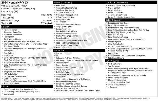 Used 2024 Honda HR-V LX image 7