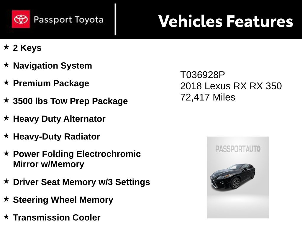 Used 2018 Lexus RX 350 AWD w/ Premium Package image 9