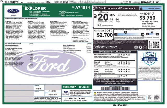 Used 2024 Ford Explorer Platinum w/ Technology Package AWD/4WD image 37