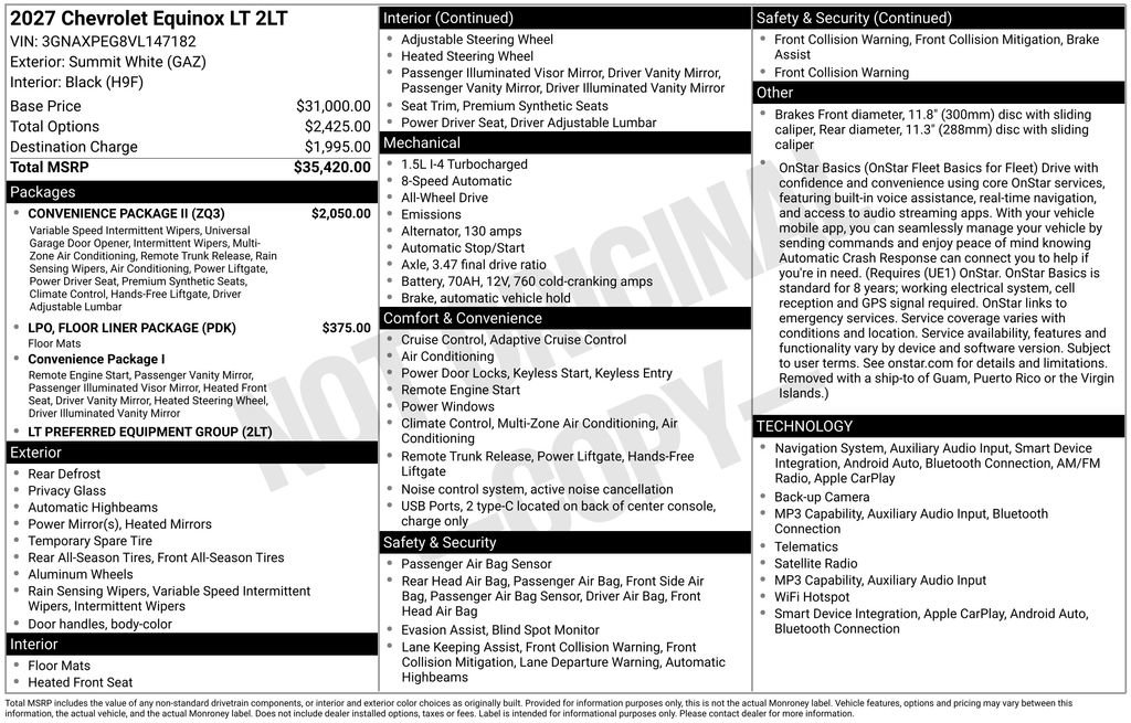 New 2027 Chevrolet Equinox LT w/ Convenience Package II AWD/4WD image 9