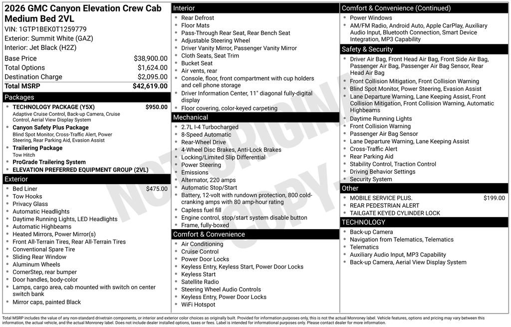 New 2026 GMC Canyon Elevation w/ Technology Package RWD image 40