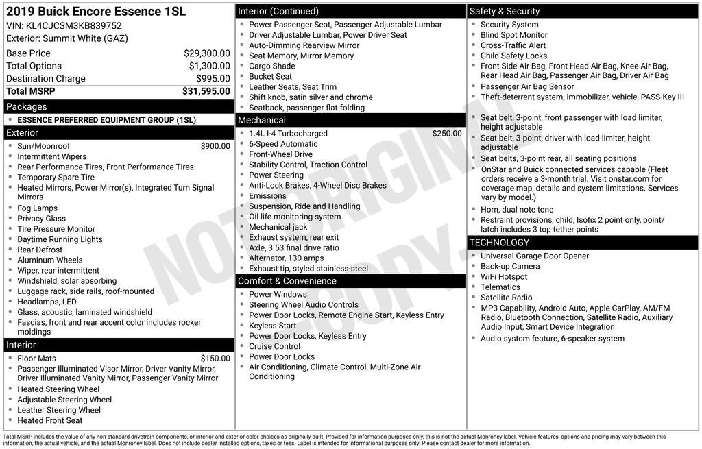 Certified 2019 Buick Encore Essence FWD image 22