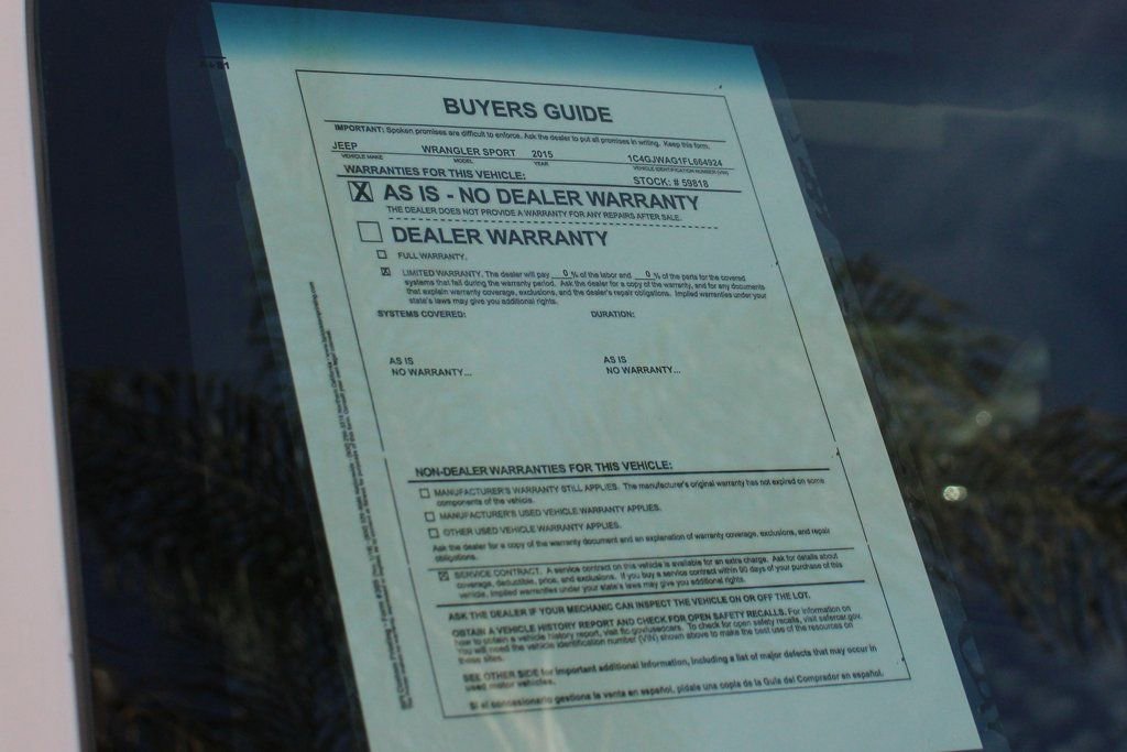 Used 2015 Jeep Wrangler Sport w/ Quick Order Package 24S image 43