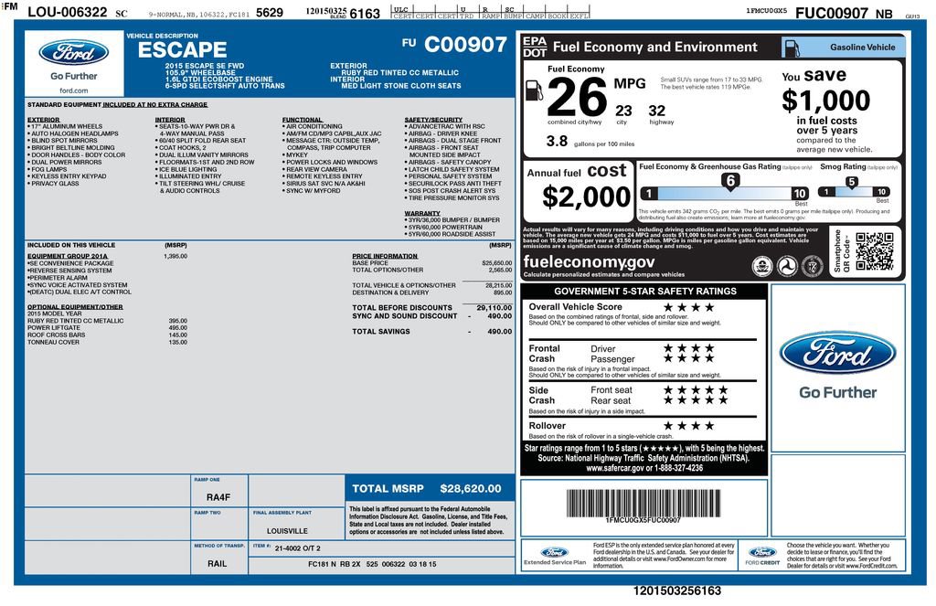 Used 2015 Ford Escape SE w/ Equipment Group 201A image 15