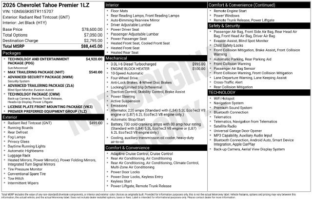 Used 2026 Chevrolet Tahoe Premier AWD/4WD image 52