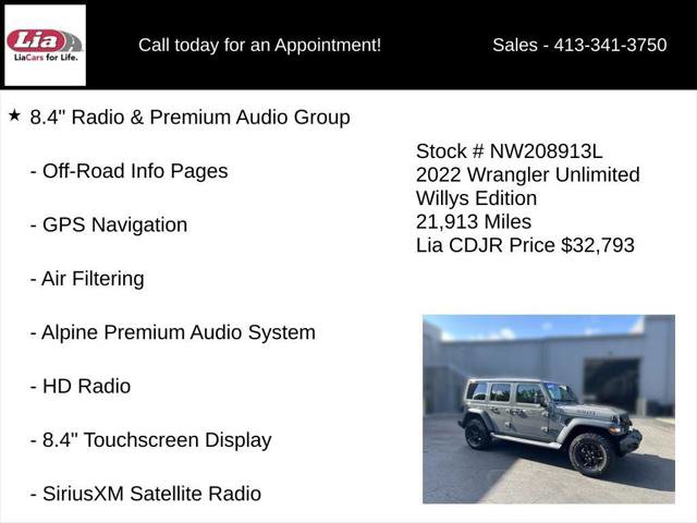 Certified 2022 Jeep Wrangler Unlimited Sport AWD/4WD image 31