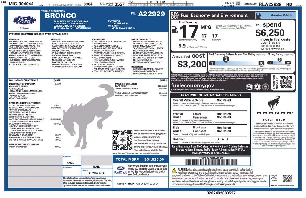 Used 2024 Ford Bronco Badlands w/ Sasquatch Package AWD/4WD image 31