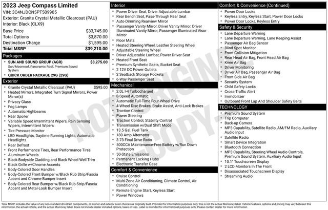 Used 2023 Jeep Compass Limited w/ Sun and Sound Group AWD/4WD image 26