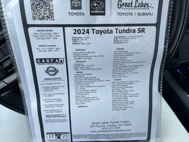 Used 2024 Toyota Tundra SR w/ Security Package (TMS) AWD/4WD image 27